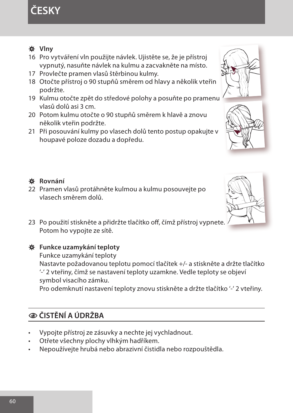 Česky | Remington CI96S1 User Manual | Page 60 / 108