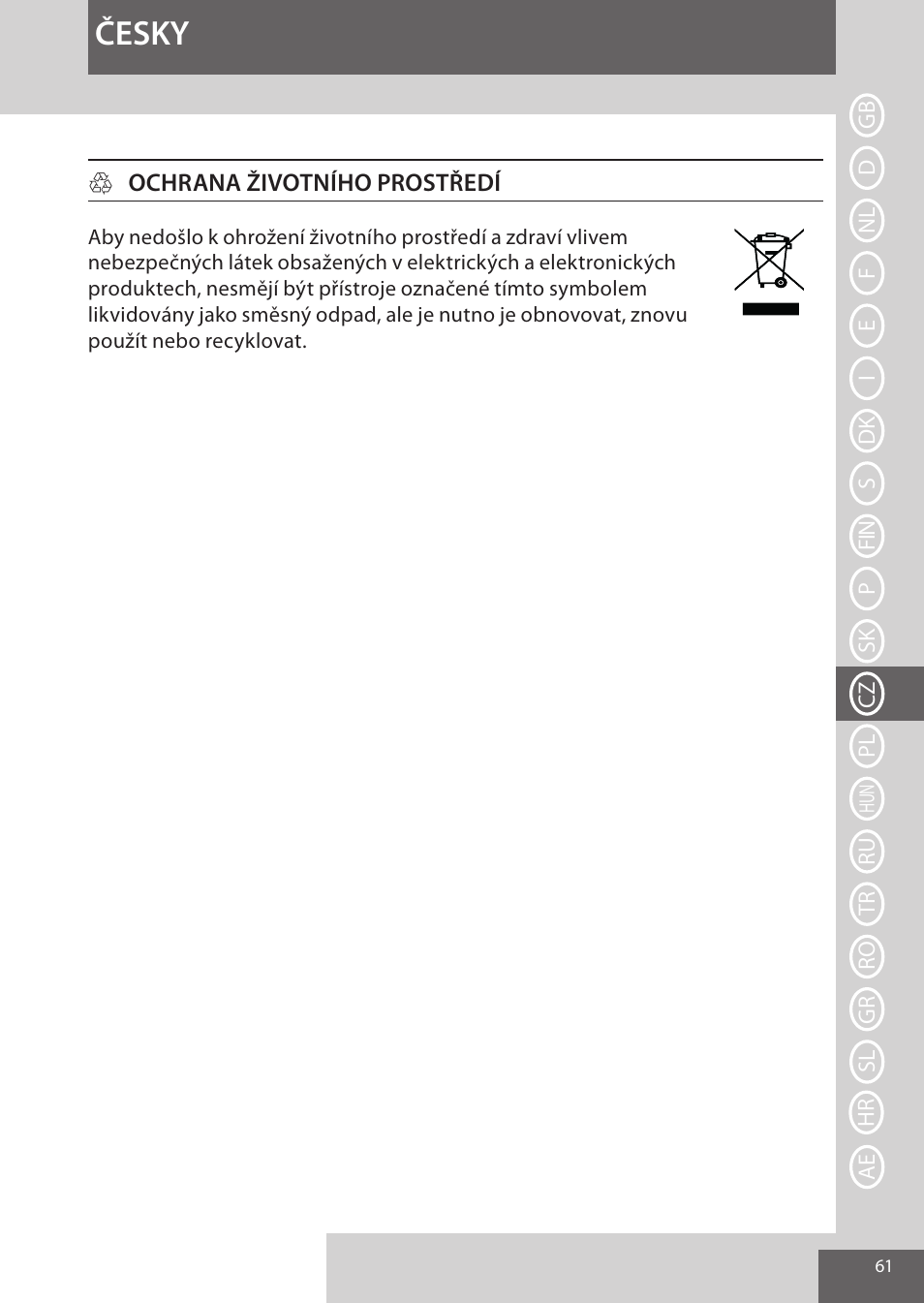 Česky | Remington CI96S1 User Manual | Page 61 / 108