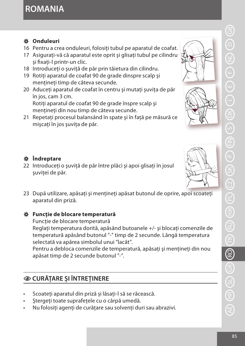 Romania | Remington CI96S1 User Manual | Page 85 / 108