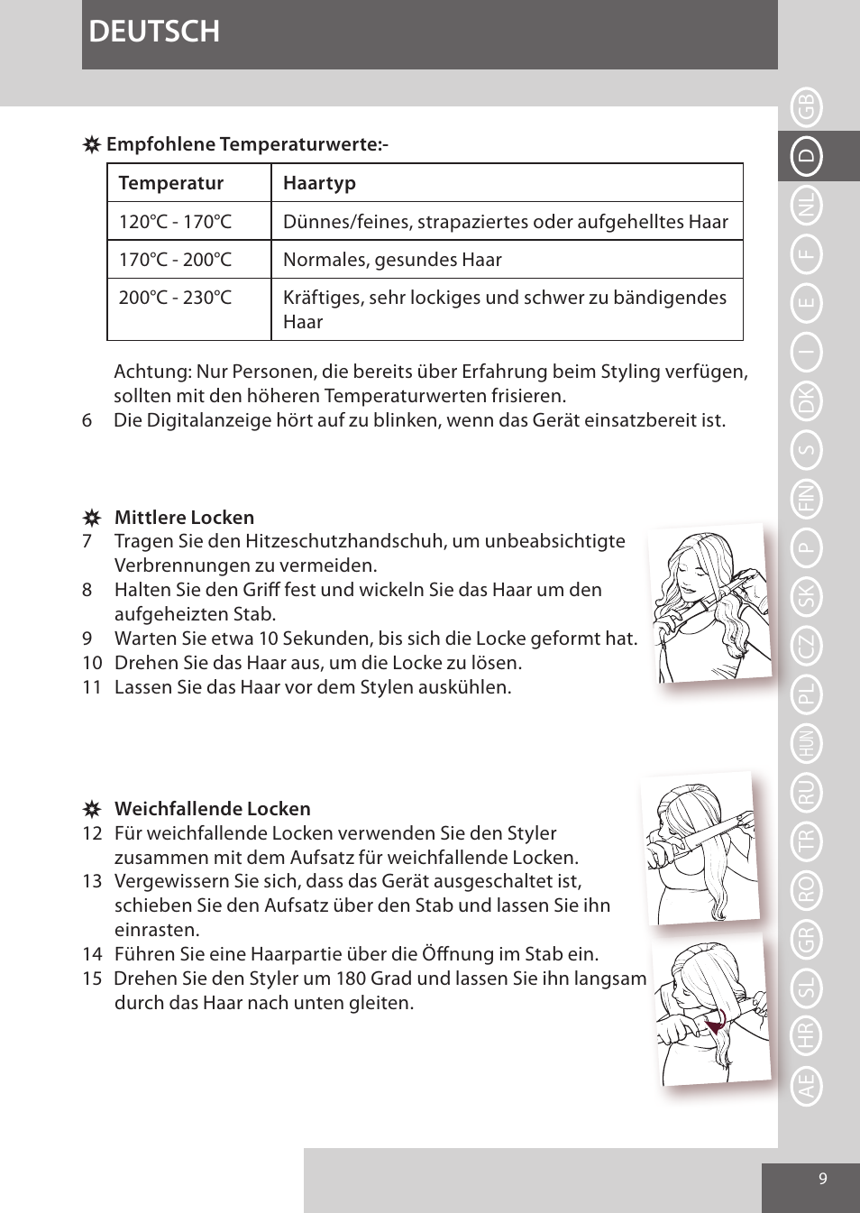 Deutsch | Remington CI96S1 User Manual | Page 9 / 108