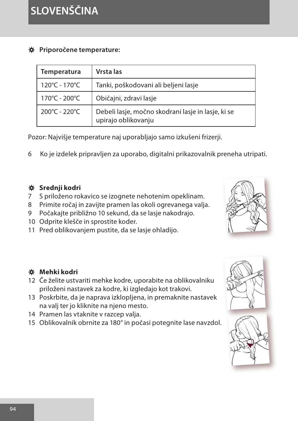 Slovenščina | Remington CI96S1 User Manual | Page 94 / 108