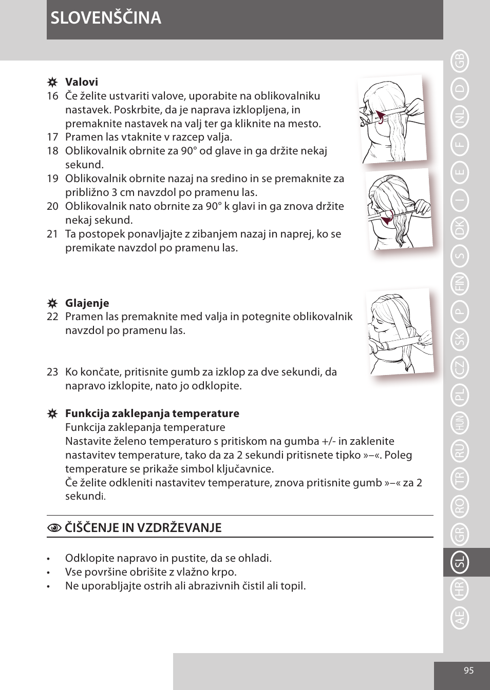 Slovenščina | Remington CI96S1 User Manual | Page 95 / 108