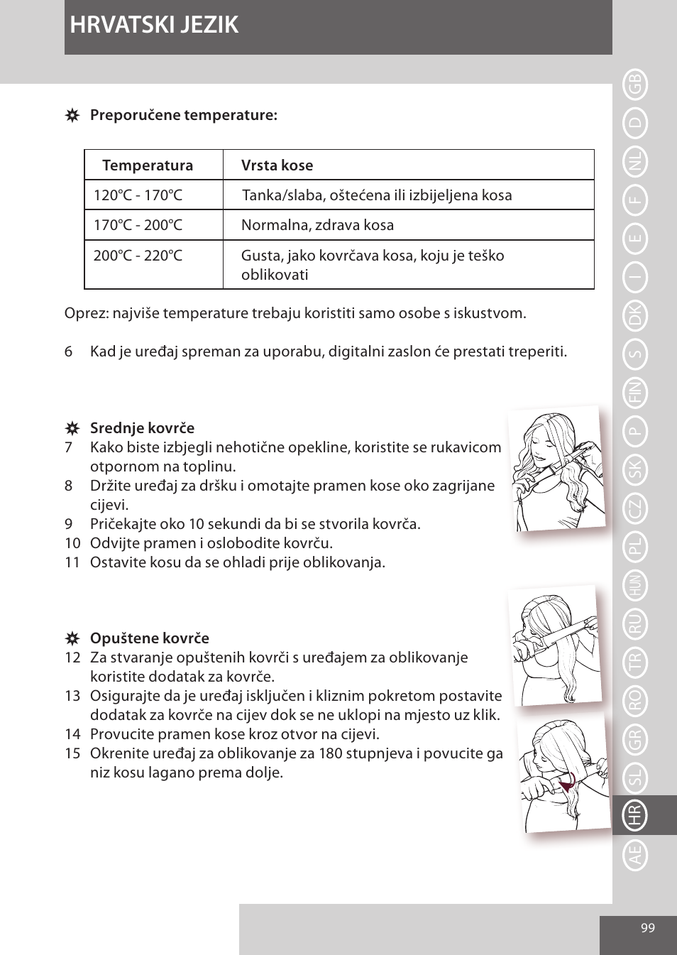 Hrvatski jezik | Remington CI96S1 User Manual | Page 99 / 108