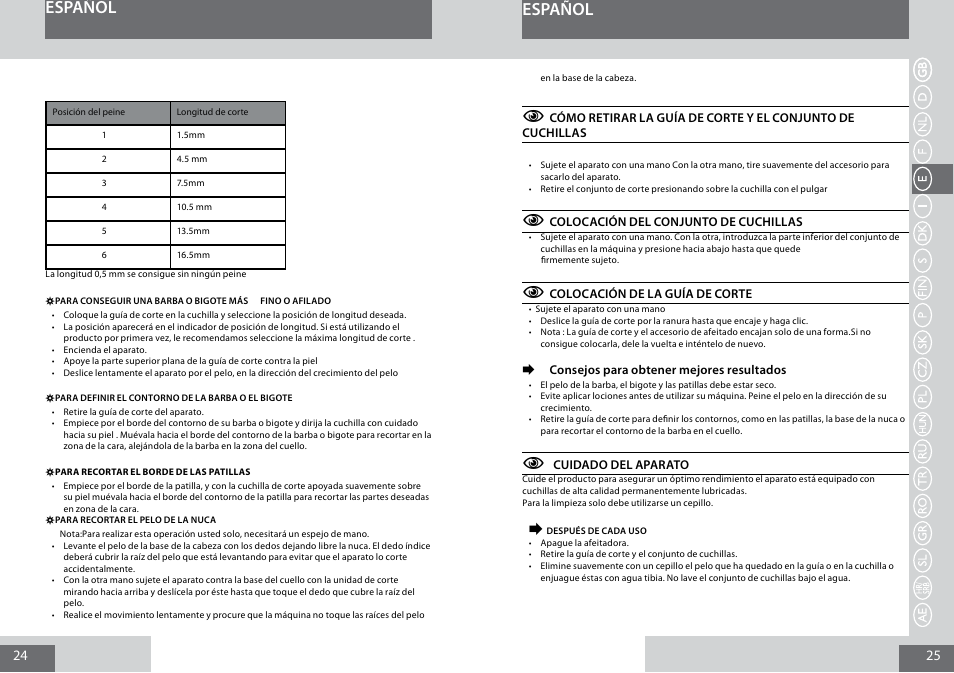 Español | Remington MB4010 User Manual | Page 13 / 58