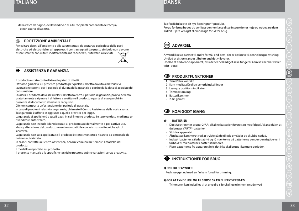 Italiano dansk | Remington MB4010 User Manual | Page 17 / 58