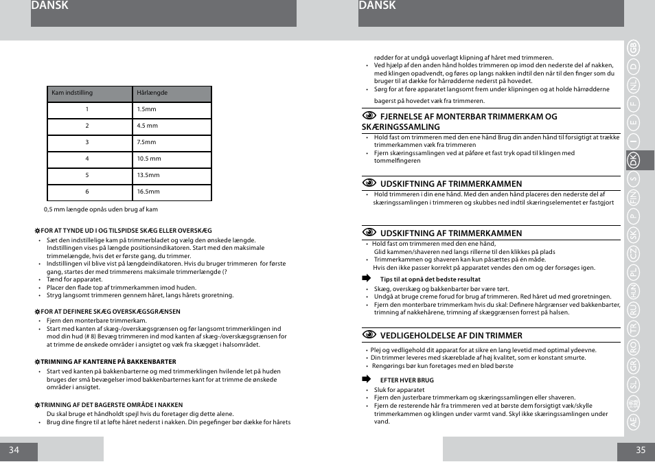 Dansk | Remington MB4010 User Manual | Page 18 / 58