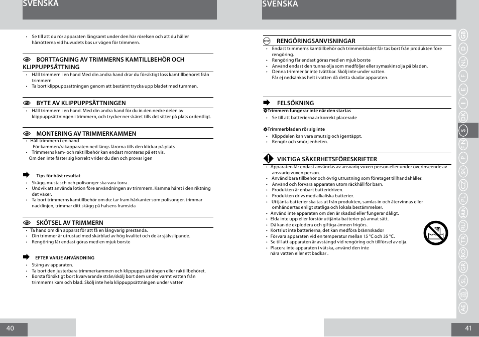Svenska | Remington MB4010 User Manual | Page 21 / 58