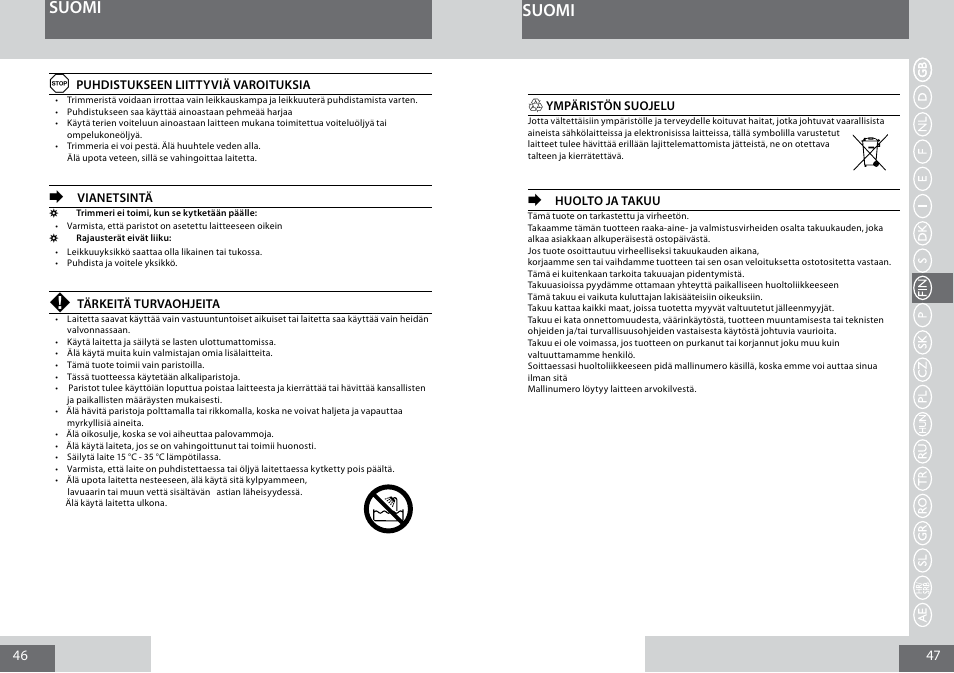 Suomi a, Suomi | Remington MB4010 User Manual | Page 24 / 58