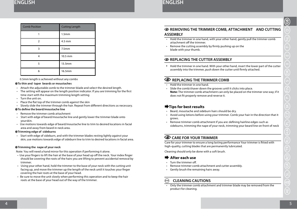 English | Remington MB4010 User Manual | Page 3 / 58