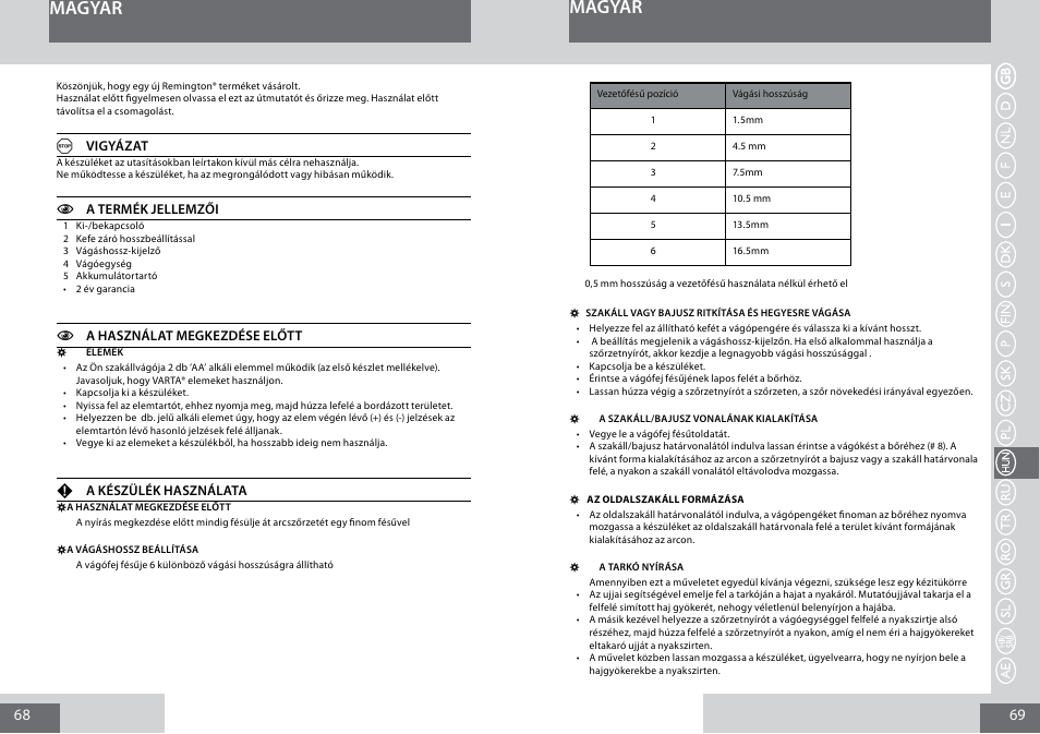 Magyar | Remington MB4010 User Manual | Page 35 / 58