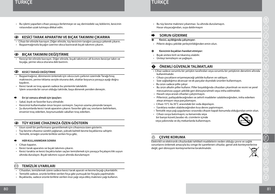 Türkçe | Remington MB4010 User Manual | Page 41 / 58