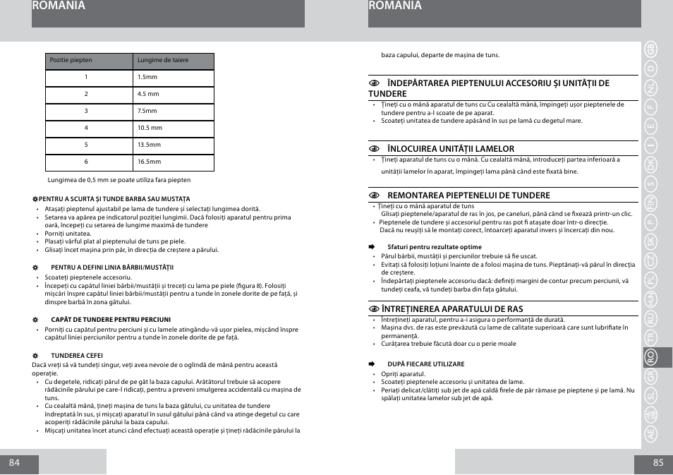 Romania | Remington MB4010 User Manual | Page 43 / 58