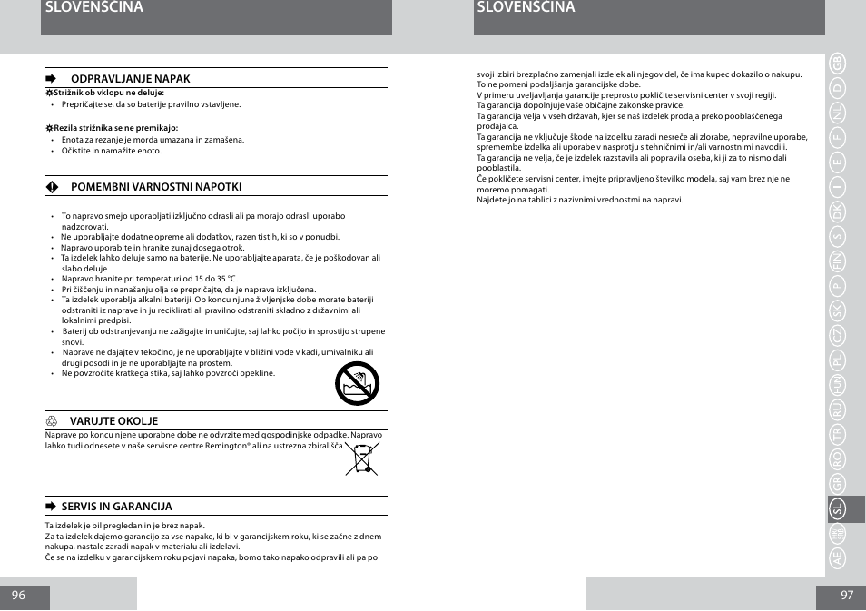 Slovenščina | Remington MB4010 User Manual | Page 49 / 58