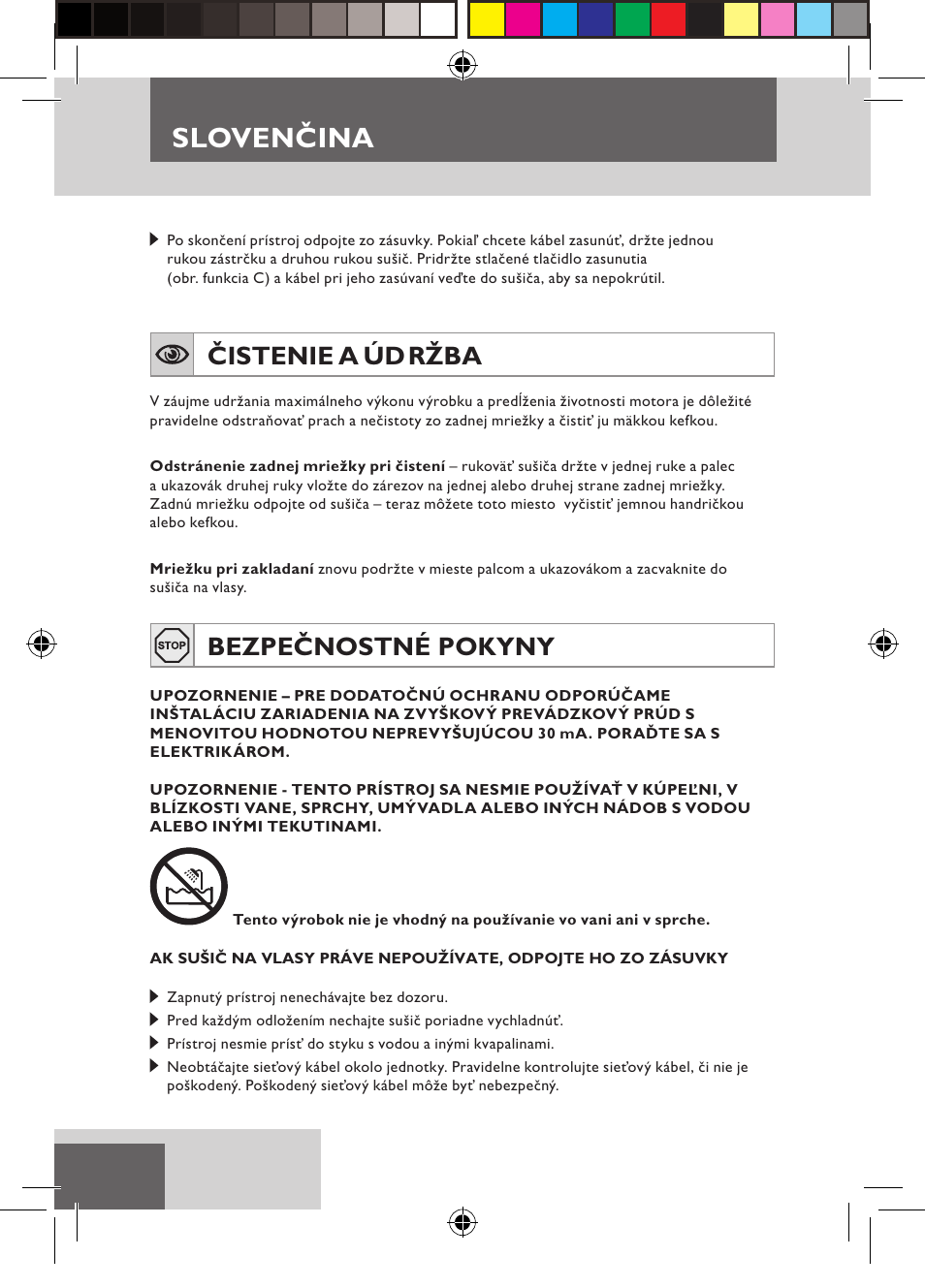 Slovenčina, Čistenie a úd ržba, Bezpečnostné pokyny | Remington D5800 User Manual | Page 44 / 88