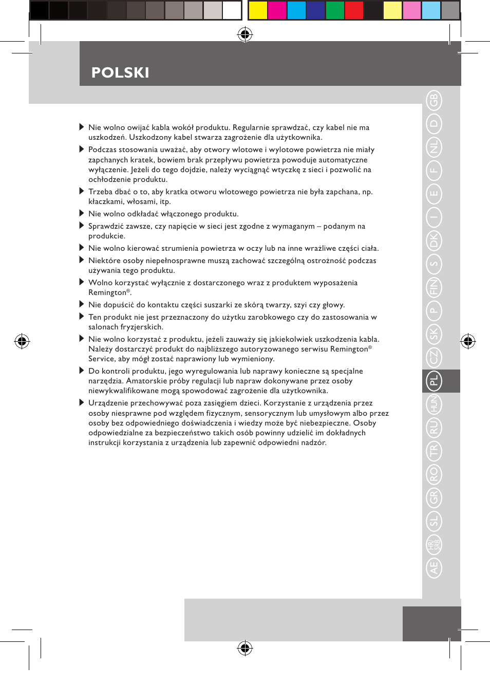 Polski | Remington D5800 User Manual | Page 53 / 88