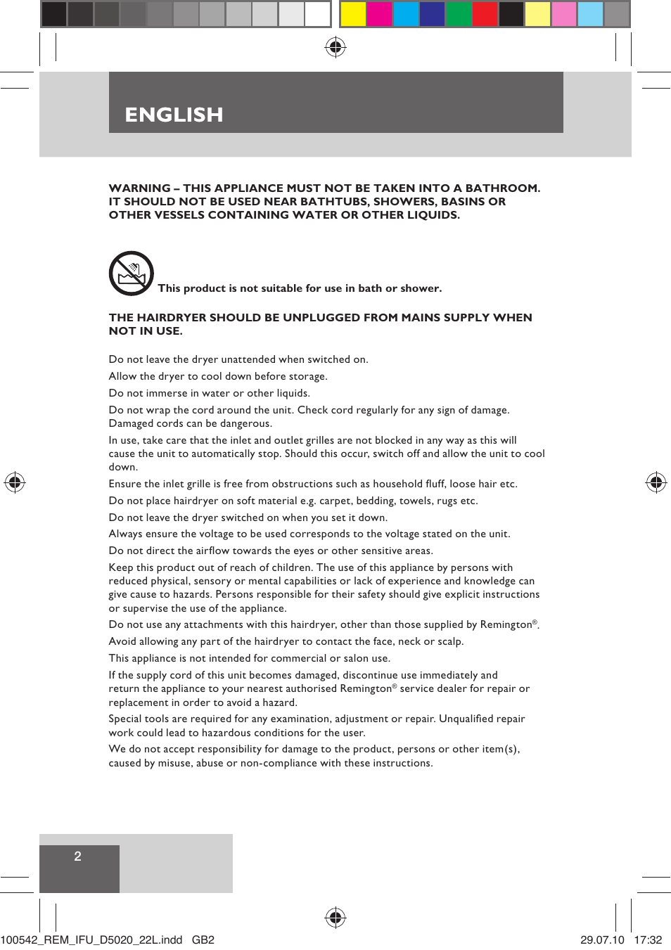 English | Remington D5020 User Manual | Page 4 / 68