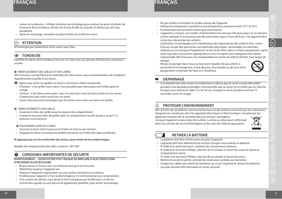 Français | Remington F4800 User Manual | Page 11 / 58