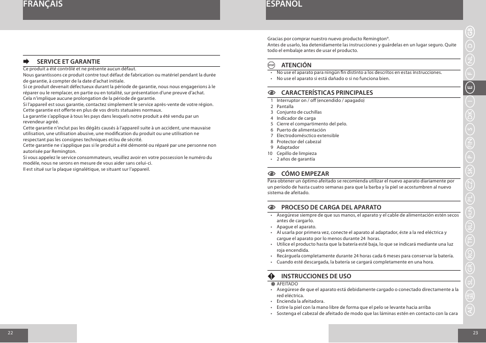 Français español | Remington F4800 User Manual | Page 12 / 58