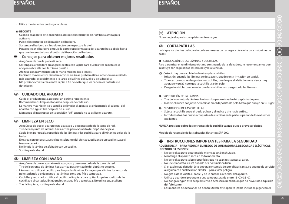 Español | Remington F4800 User Manual | Page 13 / 58