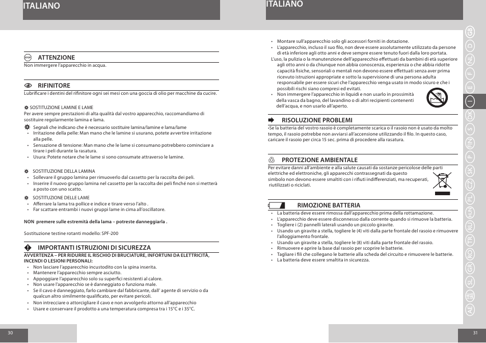 Italiano | Remington F4800 User Manual | Page 16 / 58