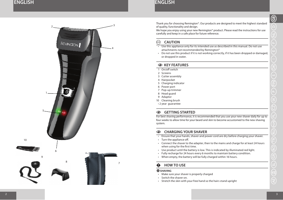 English | Remington F4800 User Manual | Page 2 / 58