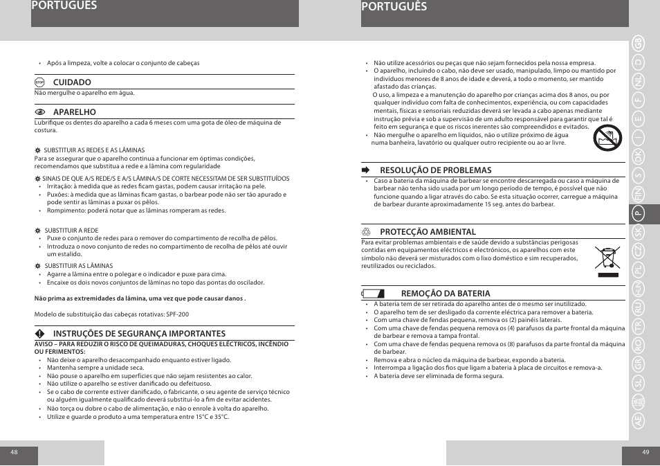 Português | Remington F4800 User Manual | Page 25 / 58