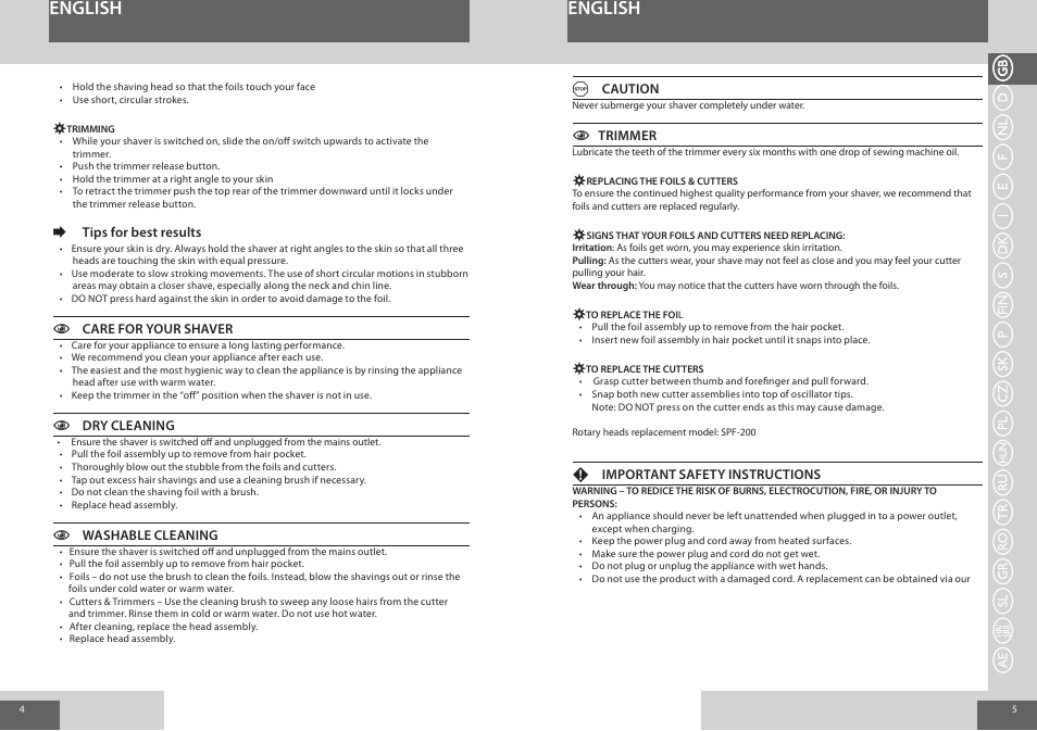 English | Remington F4800 User Manual | Page 3 / 58