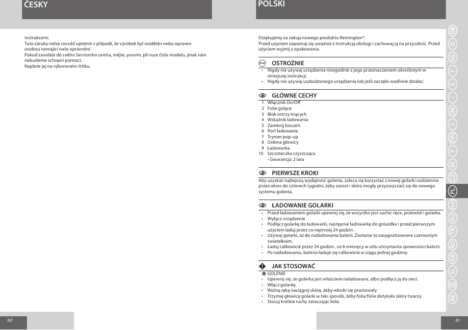 Česky polski | Remington F4800 User Manual | Page 31 / 58