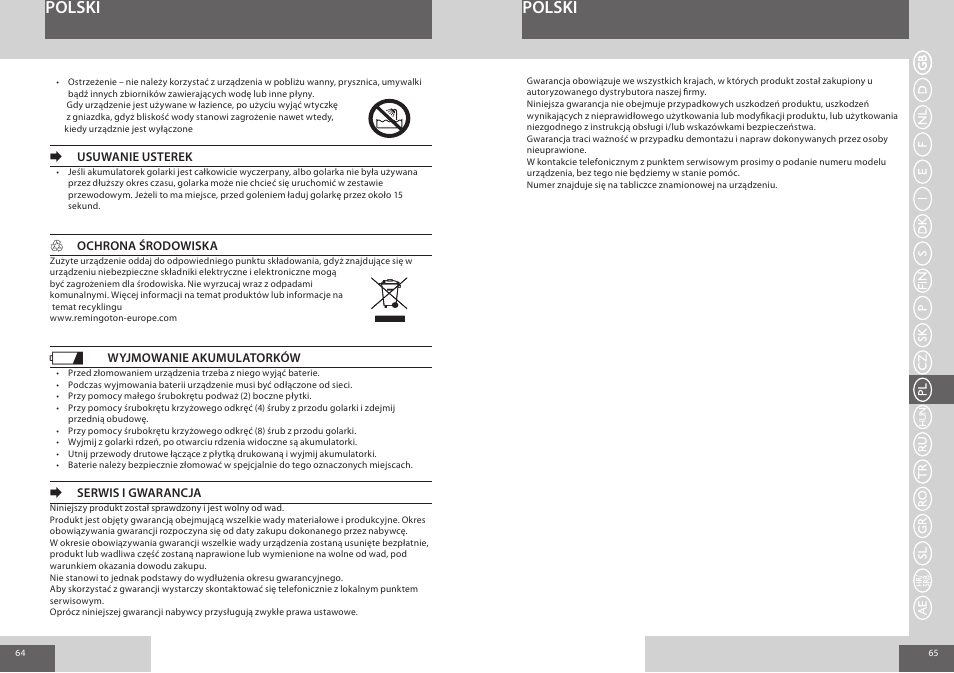 Polski | Remington F4800 User Manual | Page 33 / 58