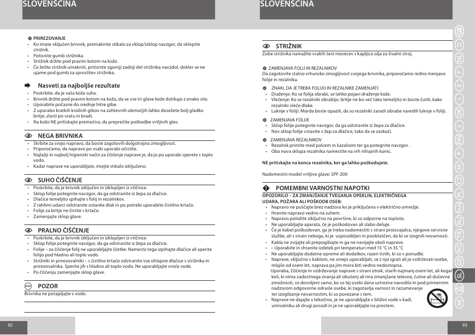 Slovenščina | Remington F4800 User Manual | Page 47 / 58