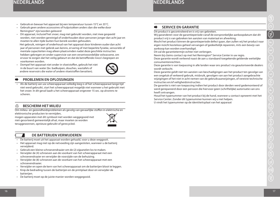 Nederlands | Remington F4800 User Manual | Page 9 / 58