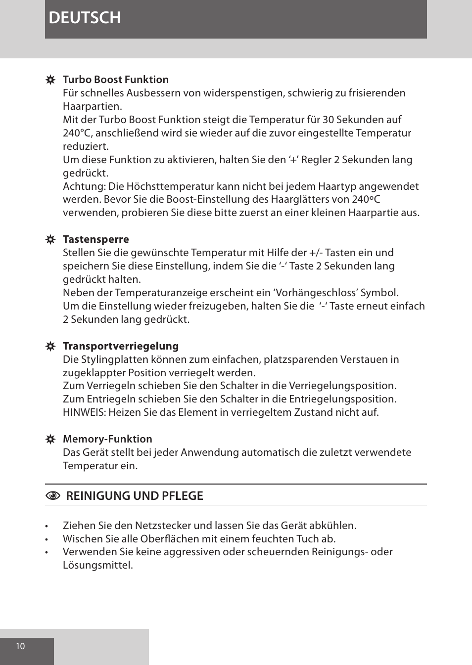 Deutsch | Remington S9600 User Manual | Page 10 / 92