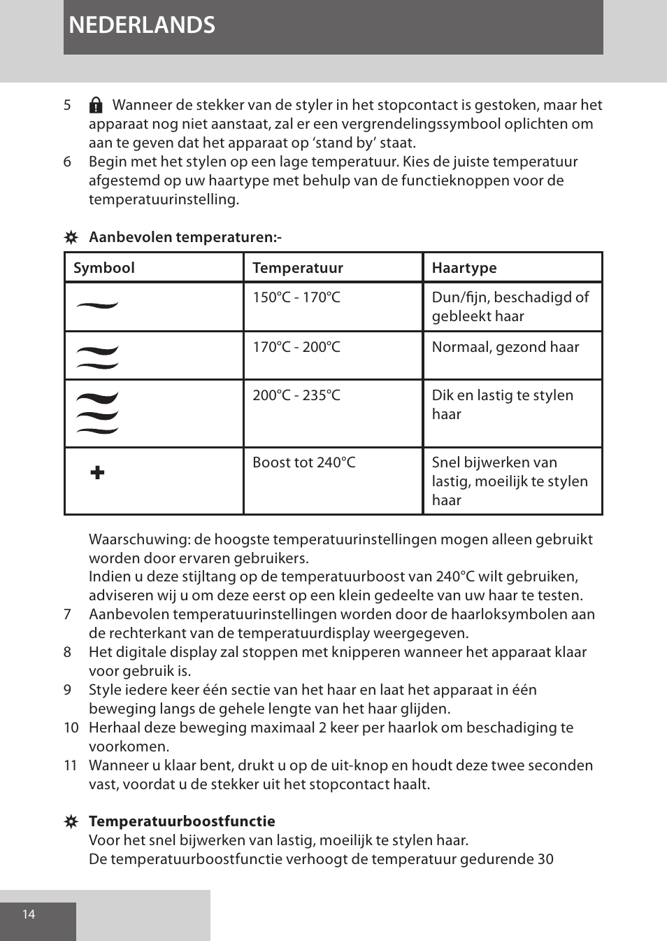 Nederlands | Remington S9600 User Manual | Page 14 / 92
