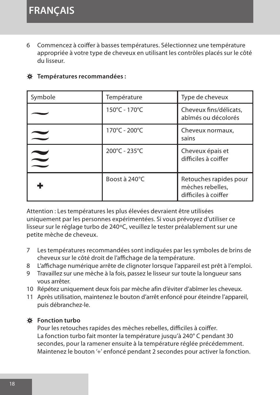 Français | Remington S9600 User Manual | Page 18 / 92