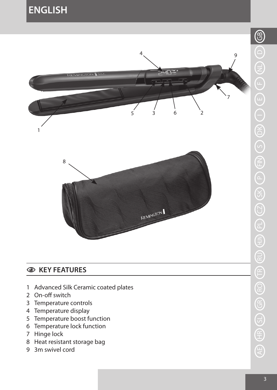 English | Remington S9600 User Manual | Page 3 / 92