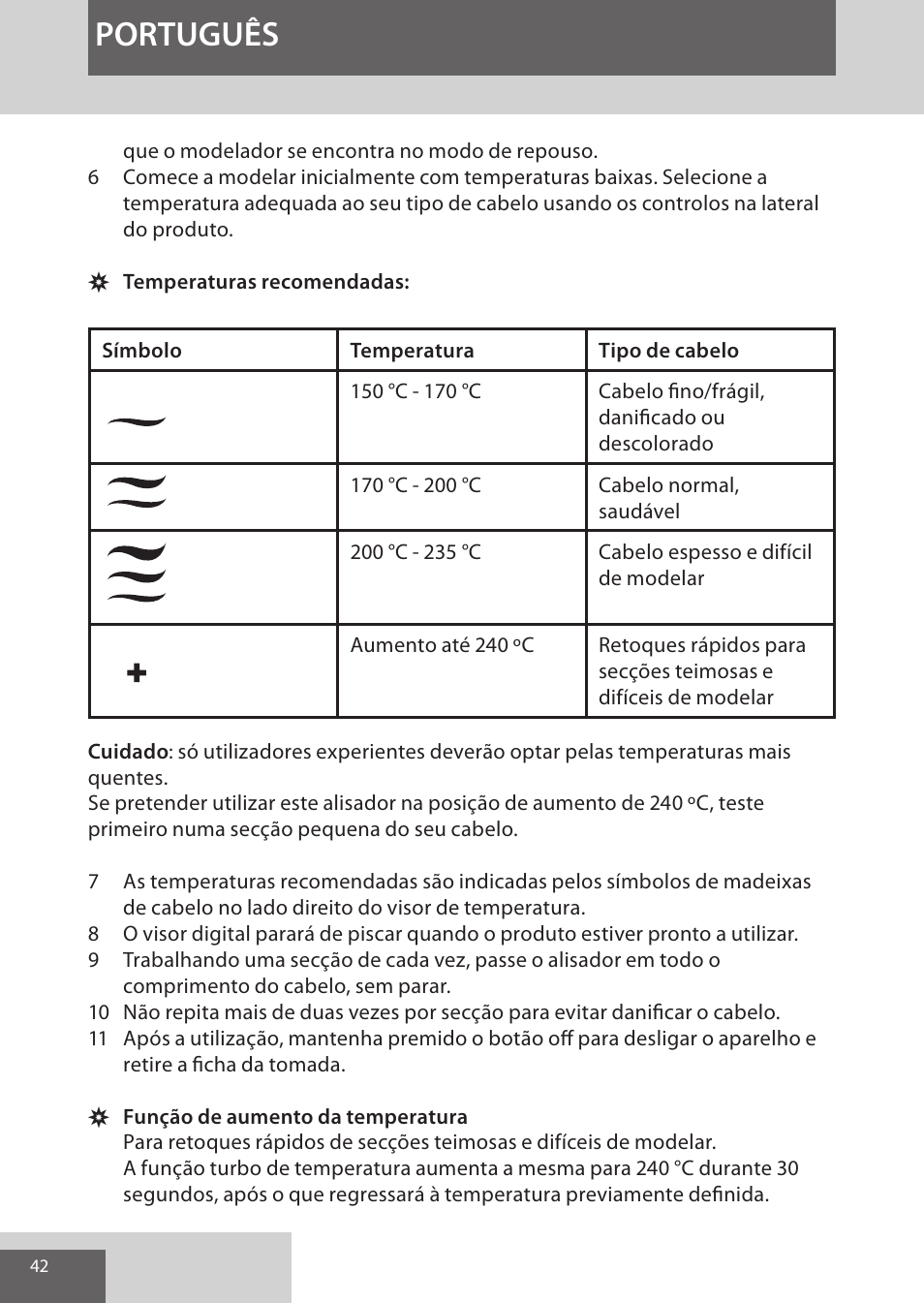 Português | Remington S9600 User Manual | Page 42 / 92