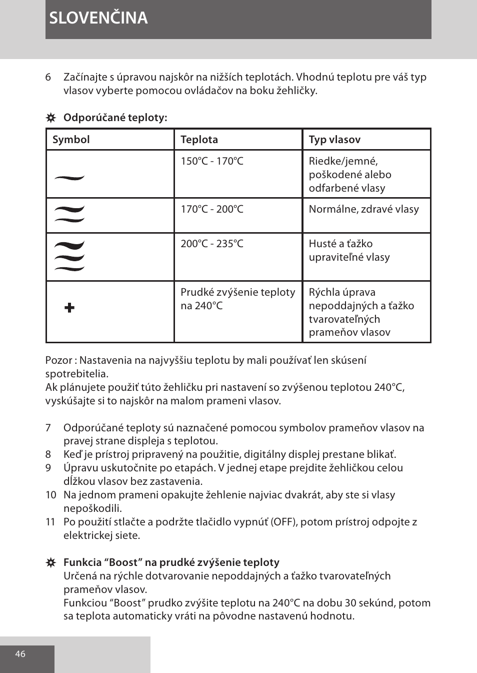 Slovenčina | Remington S9600 User Manual | Page 46 / 92