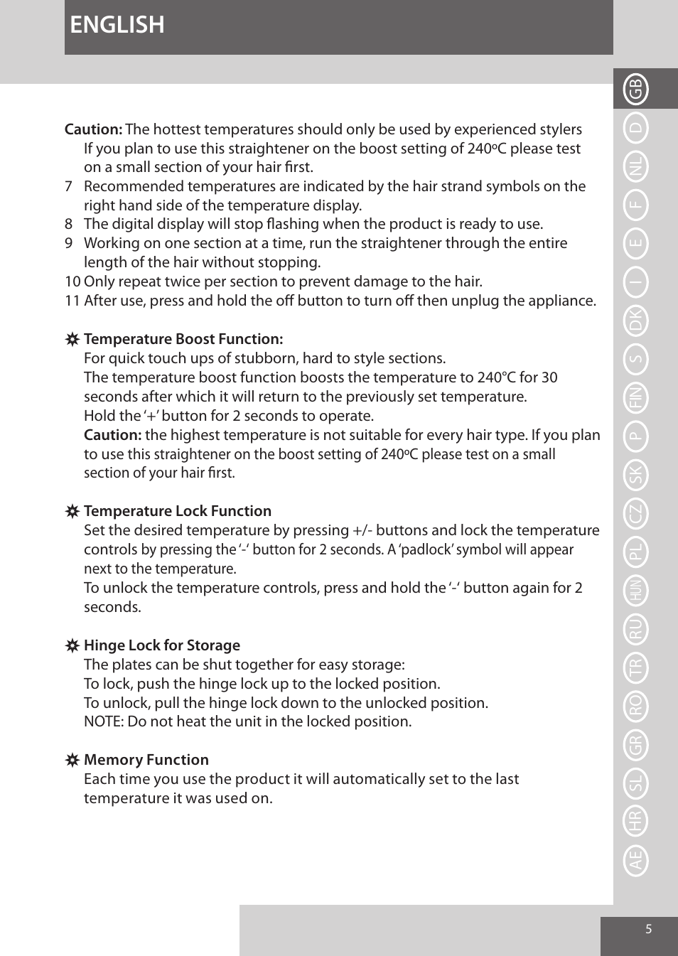 English | Remington S9600 User Manual | Page 5 / 92