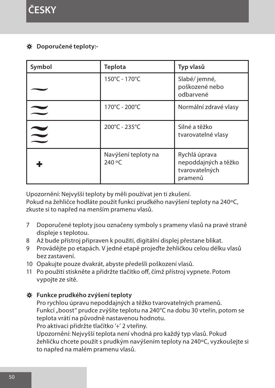 Česky | Remington S9600 User Manual | Page 50 / 92