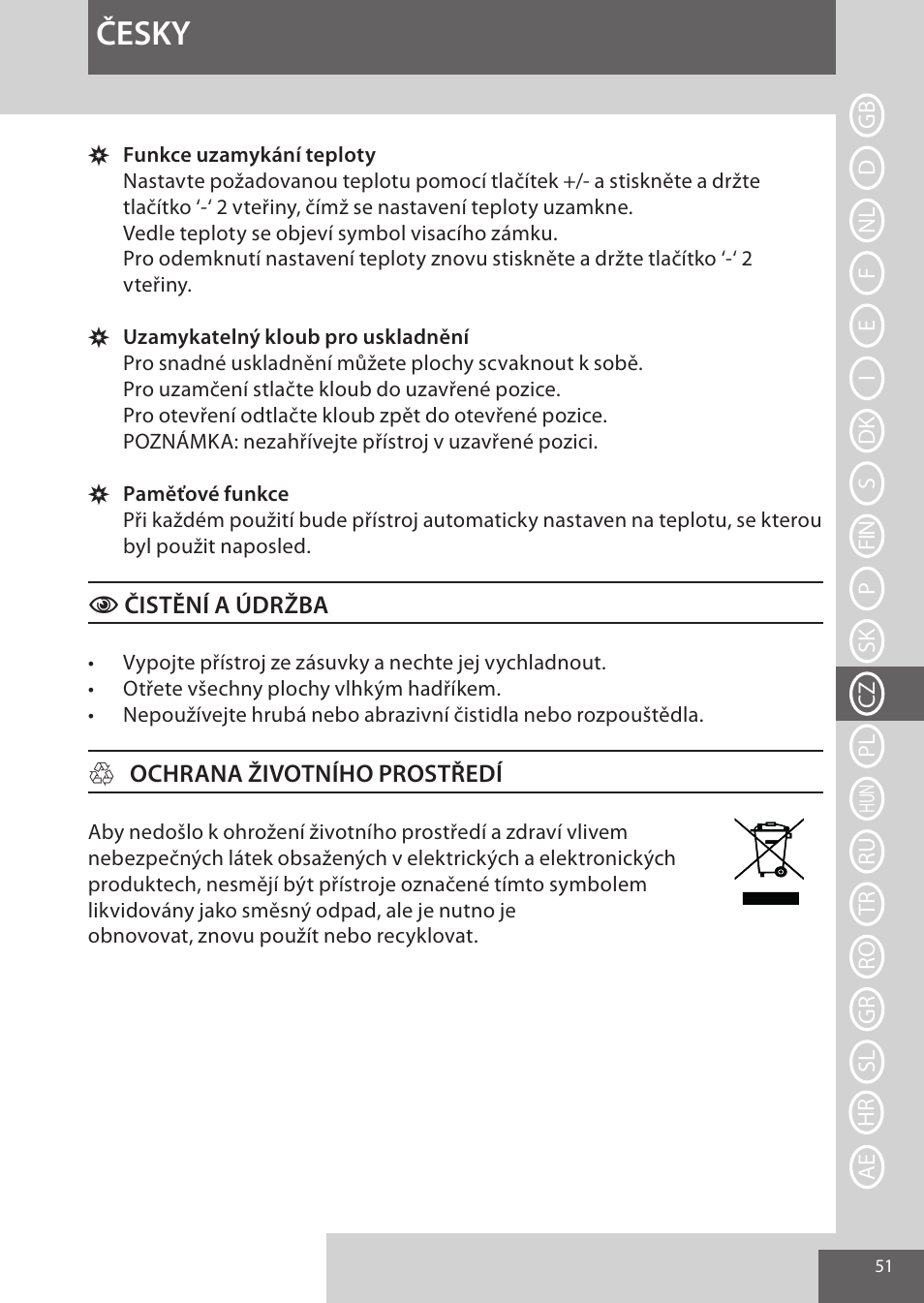 Česky | Remington S9600 User Manual | Page 51 / 92