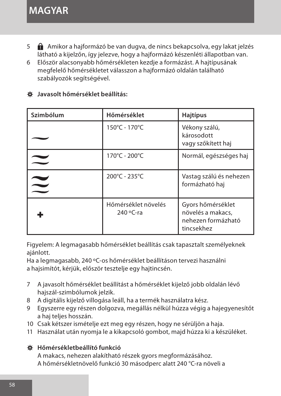 Magyar | Remington S9600 User Manual | Page 58 / 92