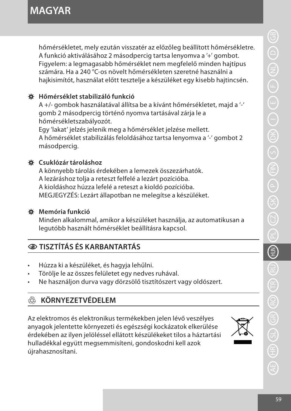 Magyar | Remington S9600 User Manual | Page 59 / 92