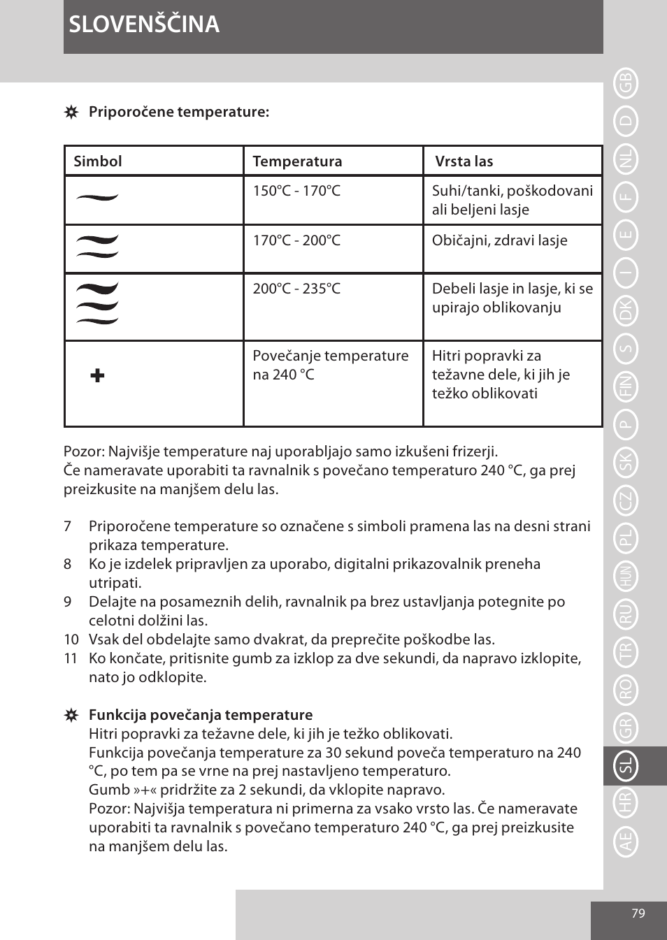 Slovenščina | Remington S9600 User Manual | Page 79 / 92