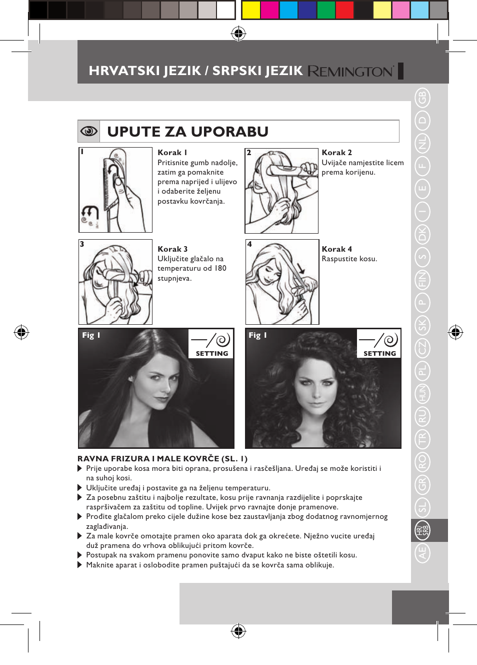 Upute za uporabu, Hrvatski jezik / srpski jezik | Remington S6600 User Manual | Page 115 / 126