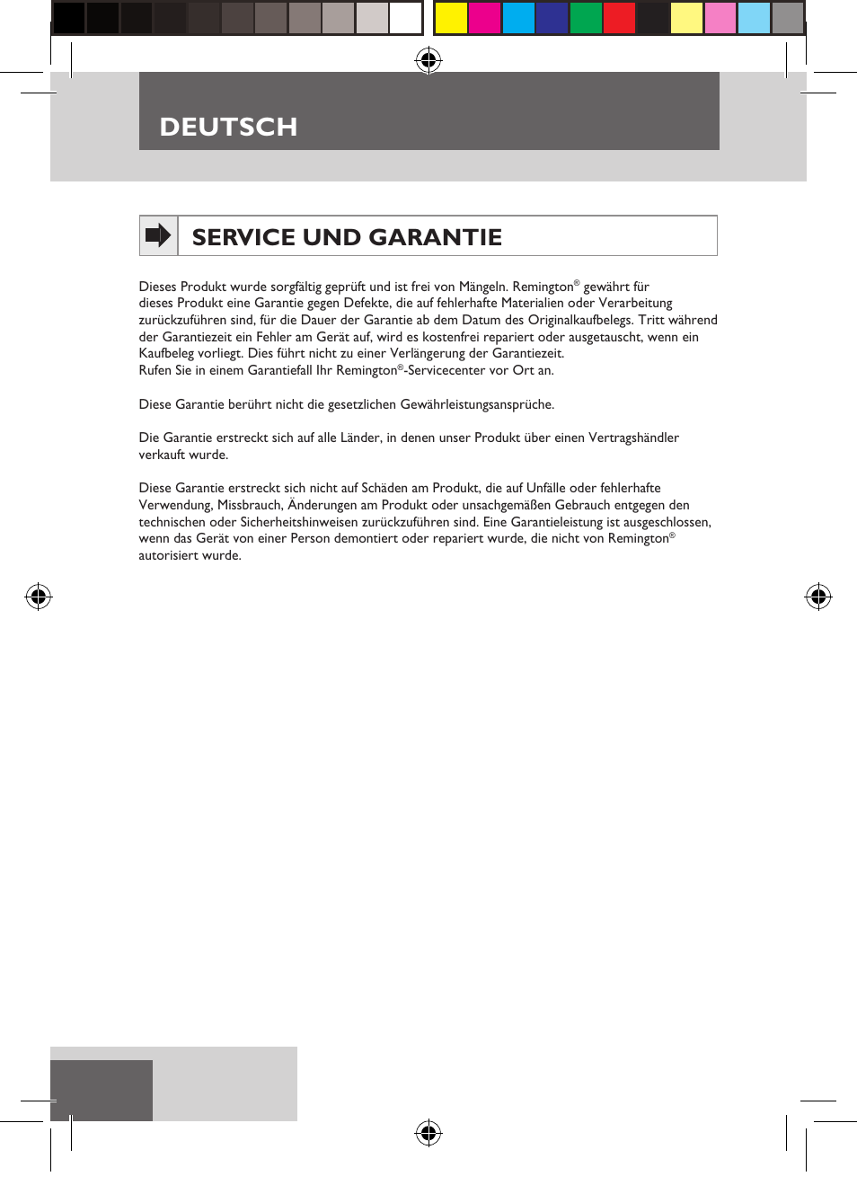 Deutsch, Service und garantie | Remington S6600 User Manual | Page 14 / 126