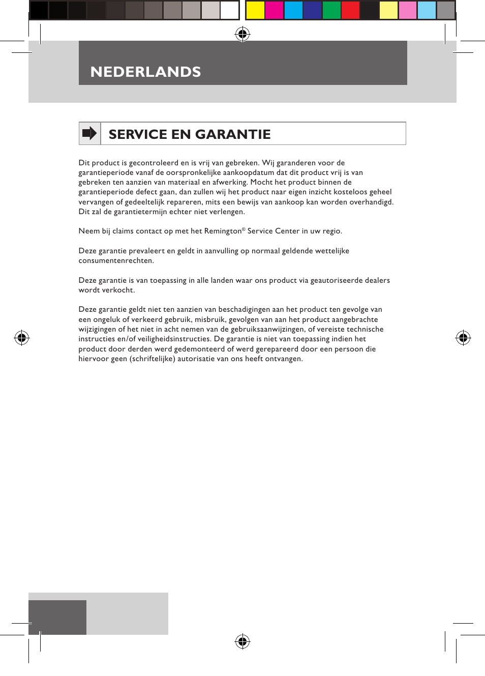 Nederlands, Service en garantie | Remington S6600 User Manual | Page 20 / 126