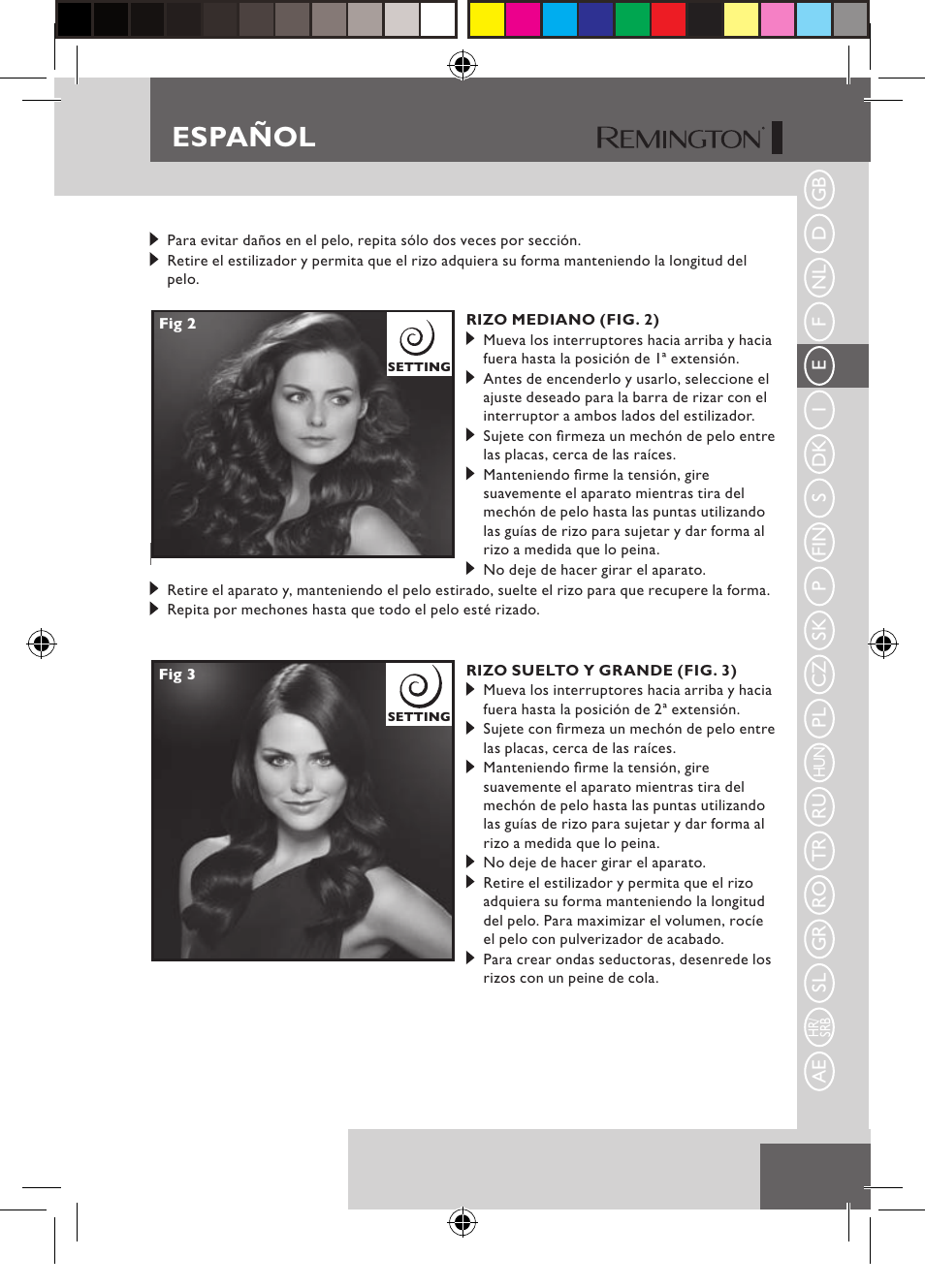 Español | Remington S6600 User Manual | Page 29 / 126