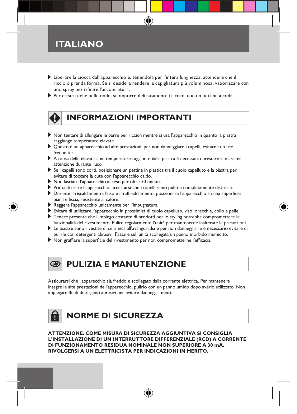 Italiano, Informazioni importanti, Pulizia e manutenzione | Norme di sicurezza | Remington S6600 User Manual | Page 36 / 126