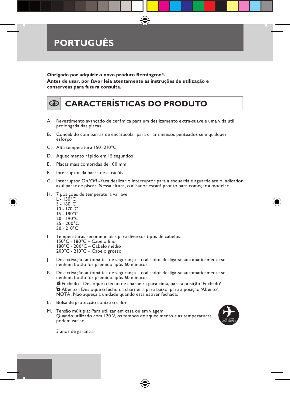 Português, Características do produto | Remington S6600 User Manual | Page 56 / 126