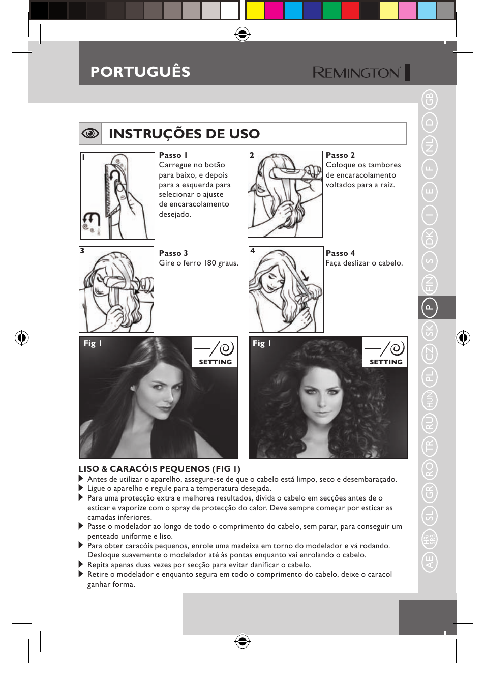 Português, Instruções de uso | Remington S6600 User Manual | Page 57 / 126